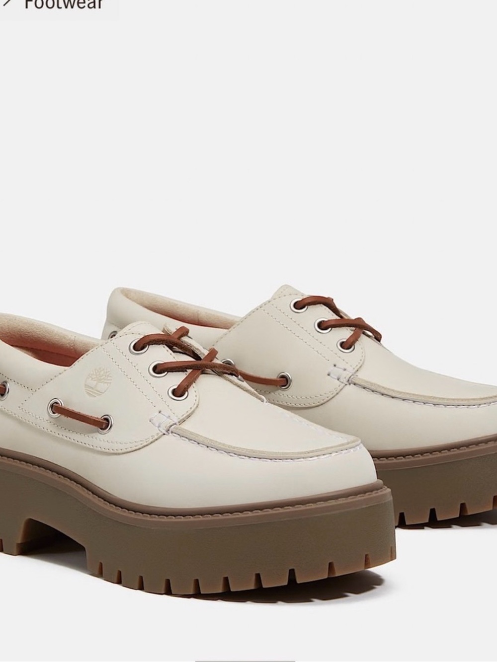 Timberland Cream and Brown Lug Sole Boat Shoes